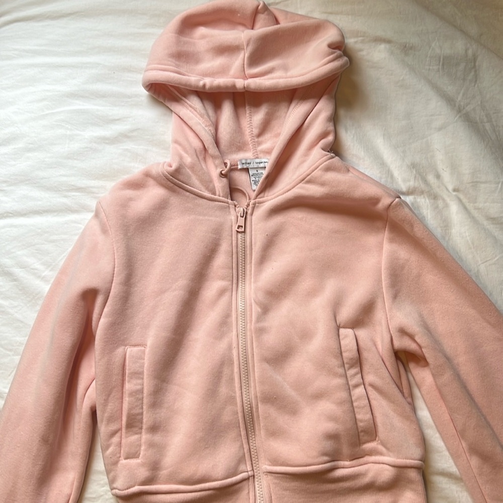 Pink Cotton Zip Up Jacket